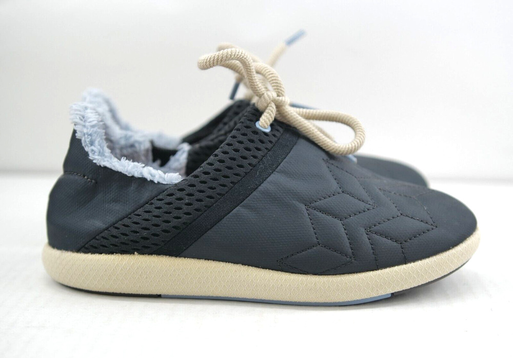 OluKai Mahiki Sherpa Lined Slip-On Shoes Women's Size 7 Black Slipper